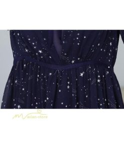 ミディアム | サマーワンピース レディース 半袖 薄手 透け感 Vネック おしゃれ カジュアル ミディアムワンピース フレア 大きいサイズ 星柄 XXL きれいめ 可愛い ワンピース