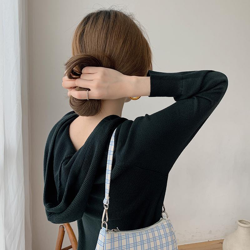 ニットワンピース | ワンピース 秋冬 リブニット ロングワンピース ミモレ丈 無地 フード付き 帽子 ストレッチ 大人 長袖 セーター 50代 20代30代 アウター 大人