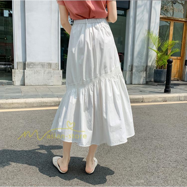 スカート | ボトムス レディース きれいめ 40代 30代 春秋 ロング丈 綿おしゃれ カジュアル 無地 通勤 OL 韓国風 通学 不規則 お出かけ 夏物 上品 着痩せ