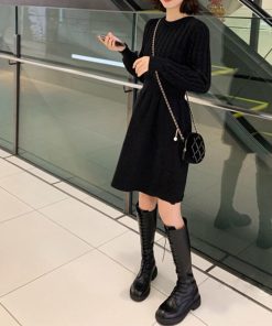 ワンピース | ケーブル編みニットミニ韓国風