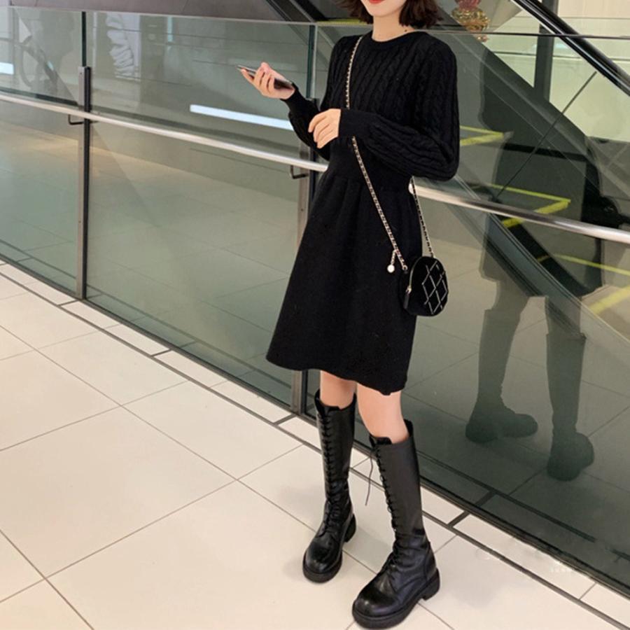 ワンピース | ケーブル編みニットミニ韓国風