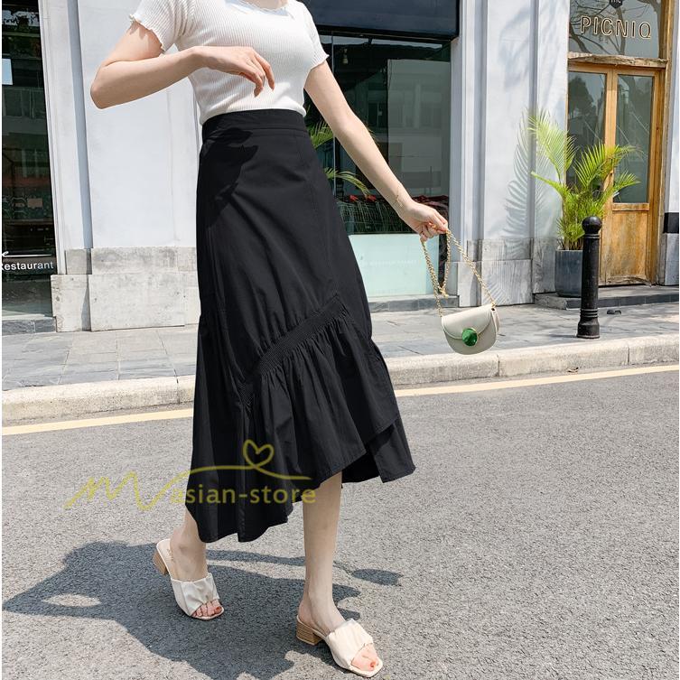 スカート | ボトムス レディース きれいめ 40代 30代 春秋 ロング丈 綿おしゃれ カジュアル 無地 通勤 OL 韓国風 通学 不規則 お出かけ 夏物 上品 着痩せ