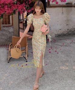 マキシ | ワンピース レディース 花柄ワンピース キレイめ 夏 半袖 ワンピ 花柄 ロング丈ワンピ オシャレ 着痩せ 通勤 エレガント スリット カジュアル 20代30代40代 上品