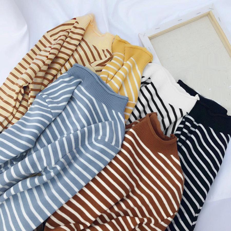 ニット・セーター | ボーダー柄 ニットセーター 長袖 6色