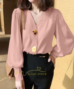 シャツ・ブラウス | シャツブラウス レディース シャツ トップス とろみシャツ 長袖 ブラウス 無地 Vネック オシャレ 着痩せ 通勤 30代 40代 20代 バルーンスリーブ OL フォーマル