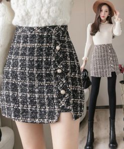 ミニスカート | チェック柄 ショート丈 Aライン ツイード タイトスカート スカート 台形スカート レディース ハイウエス 大人可愛い