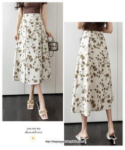 スカート | レディース ロングハイウエスト Aライン 花柄 秋 冬 ボトムス カジュアル 大人 可愛い お出かけ デイリー フェミニン おしゃれ きれいめ