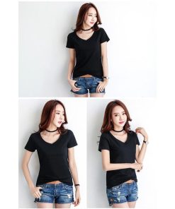 ｔシャツ・カットソー | Tシャツ レディース 半袖 夏Tシャツ サマー Vネック 無地 スリム 可愛い 綿