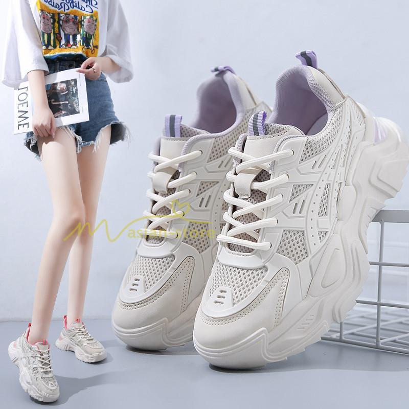 スニーカー | レディース 白 ダッドレディース 厚底 身長アップ ランニングシューズ 通気 厚底シューズ 厚底ダッドスニーカー 軽量 美脚 歩きやすい