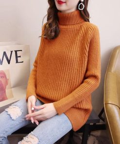 ニット・セーター | リブニットトップス タートルネック 韓国