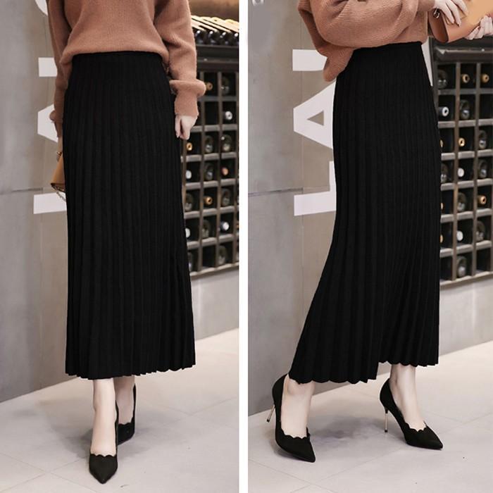 スカート | 短納期プリーツニットプリーツニットマキシニット ハイウェスト ロングAライン シンプル キレイめ 大人 無地