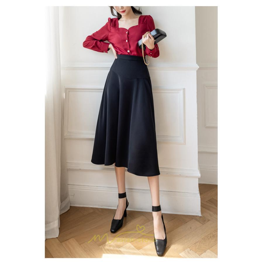 スカート | レディース ロング ミモレ フレアAライン ロング着痩せ 通勤 通学 オフィス OL オシャレ キレイめ カジュアル 20代30代40代50代