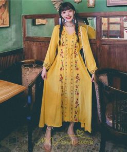 マキシ | ワンピース レディース ロング丈 サマードレス 花柄 リゾートワンピ Aライン 長袖 体型カバー ママ 大人 ゆったり 夏秋 Ｖネック 着痩せ 綿麻 刺繍 旅行 SNS映え