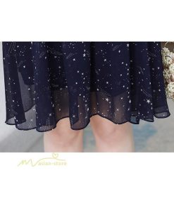 ミディアム | サマーワンピース レディース 半袖 薄手 透け感 Vネック おしゃれ カジュアル ミディアムワンピース フレア 大きいサイズ 星柄 XXL きれいめ 可愛い ワンピース