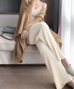 ワイドパンツ | リブニットパンツ リラックスパンツ厚手