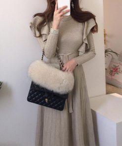 ワンピース | ショルダーフリルニットワンピース新作