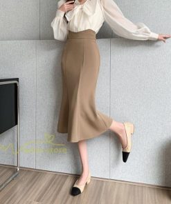 スカート | フィッシュテールレディース 無地 フレア きれいめ 仕事 カジュアル おしゃれ ひざ下丈 ビジネス 大きいサイズ 秋冬コーデ ファスナー OL