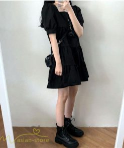 ミニ丈 | ワンピース 無地 レディース ショートワンピース 半袖 かわいい スクエアネック サマーワンピース 夏新作 カジュアル 黒 Aラインワンピース XL ゆったり 白