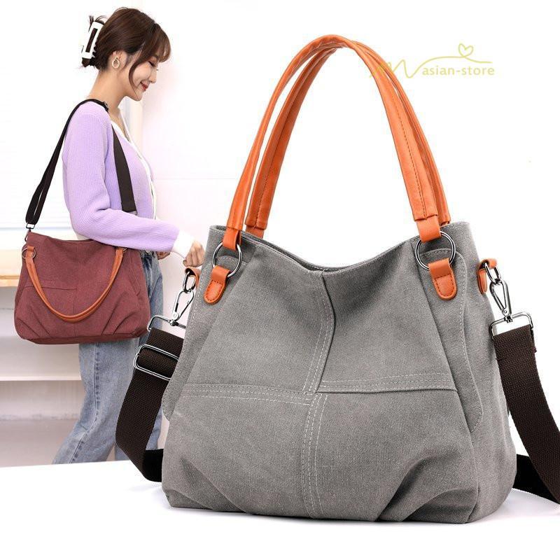 女性用バッグ | トートバッグ レディース ショルダーバック 大きめ ママバッグ 多収納 鞄 肩掛け 多機能バッグ 手提げかばん キャンパス ズック 斜めがけ 帆布 大容量