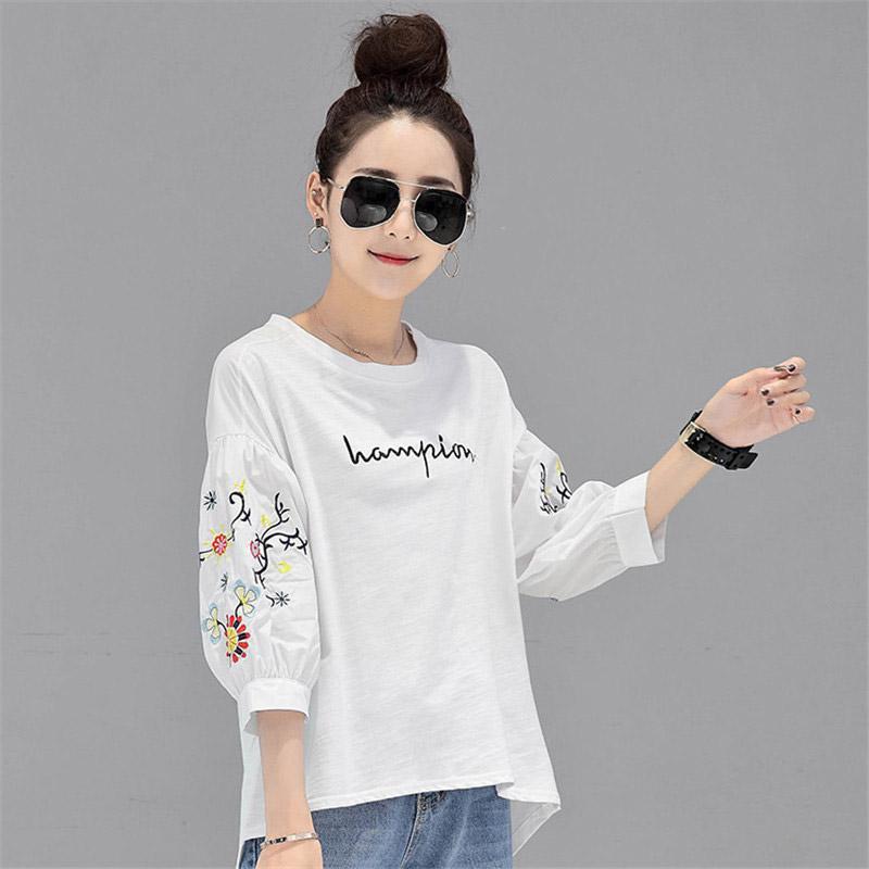 シャツ・ブラウス | シャツ ブラウス レディース パフスリーブ 花柄 刺繍 ストライプ トップス ラウンドネック 韓国風 カジュアル フェミニン トレンド ゆったり ファッション