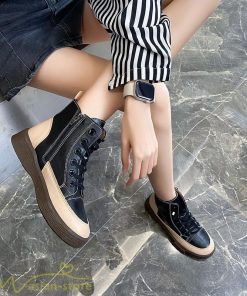 ショートブーツ | レディース ブーティー 太ヒール ブーツ ショートヒール カジュアル レースアップ 厚底 歩きやすい 厚底ブーツ コスプレ靴 編み上げブーツ