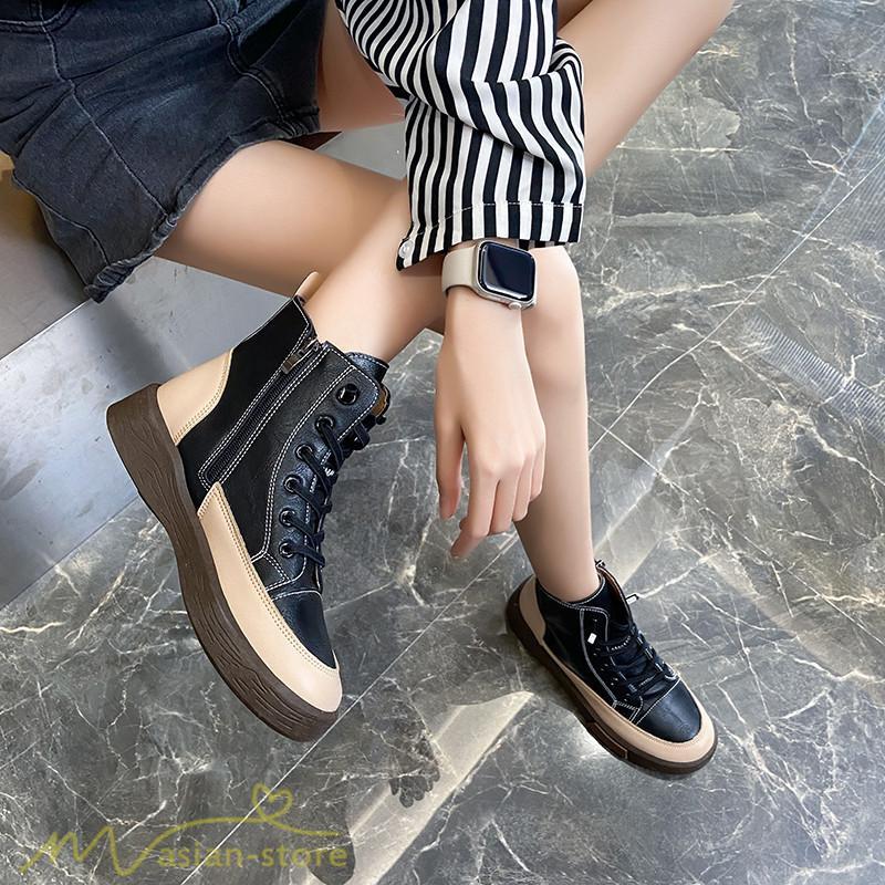 ショートブーツ | レディース ブーティー 太ヒール ブーツ ショートヒール カジュアル レースアップ 厚底 歩きやすい 厚底ブーツ コスプレ靴 編み上げブーツ