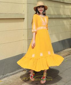 マキシ | ワンピース きれいめ レディース 夏 秋 ロング 上品 大人 七分袖 お出かけ 高見え 赤 白 黄色 上質 20代 50代 40代 ゆったり リゾート 30代 旅行 体型隠し