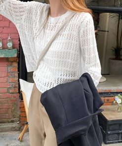 透かし編みトップス | 透かし編みニットレディースメッシュニット