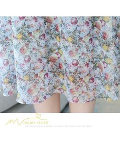 ミディアム | ワンピース 膝丈 花柄 きれいめ 5分袖 カジュアル Aラインスカート 上品 着痩せ ミディアムワンピース お出かけ シフォン 日常感 通気性 大人 エレガント