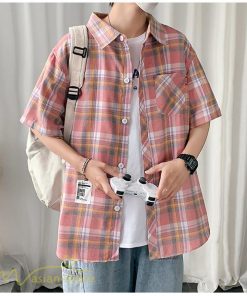 シャツ | ライトアウター 半袖 メンズ 男性着 ポケット おしゃれ 半袖ゆったり ワイド日常感 チェック柄 人気 XXXXL 着回し 上品 大きいサイズ おしゃれ