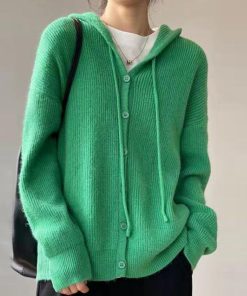 カーディガン | 韓国 ニットフード付き 秋