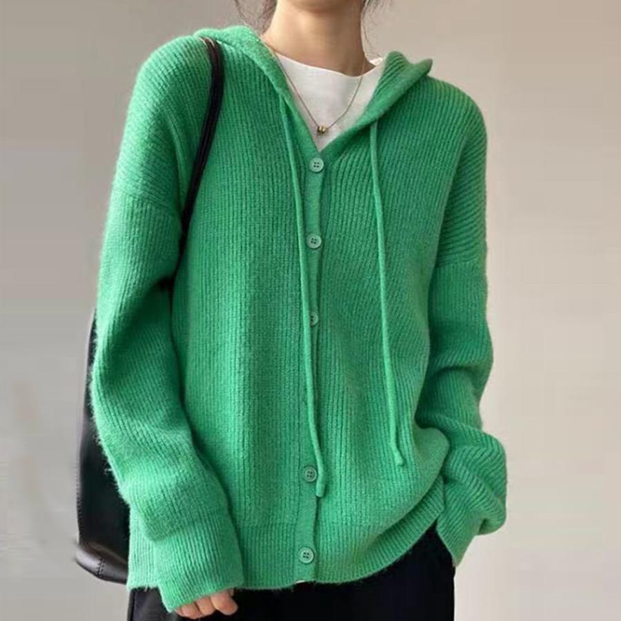カーディガン | 韓国 ニットフード付き 秋