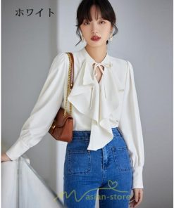 シャツ・ブラウス | ブラウス シャツ レディース 40代 上品 ブラウス きれいめ 通勤 OL ビジネス ゆったり 白 トップス 優雅 フェミニン シフォン 長袖 50代 20代 30代