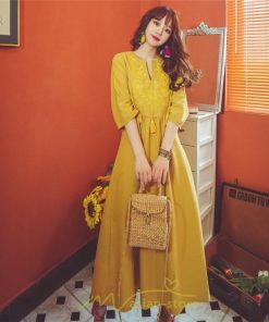 マキシ | リゾートワンピース レディース サマードレス ロング 五分袖 沖縄 旅行用 大人 20代 30代 40代 可愛い バカンス ふんわり フェミニン お洒落 民族風