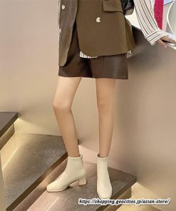 ショートブーツ | レディース 裏起毛なし 裏起毛あり スクエアトゥ ブーツ チャンキーヒール 太ヒール 後ろファスナー 大人 シューズ 通学通勤 靴 ミドルヒール