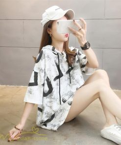 ｔシャツ・カットソー | Tシャツ パーカー レディース ゆったり 半袖 プリント フード付き 可愛い 大きいサイズ 上品 夏服 体型カバー カットソー 薄手 カジュアル 上品 おしゃれ