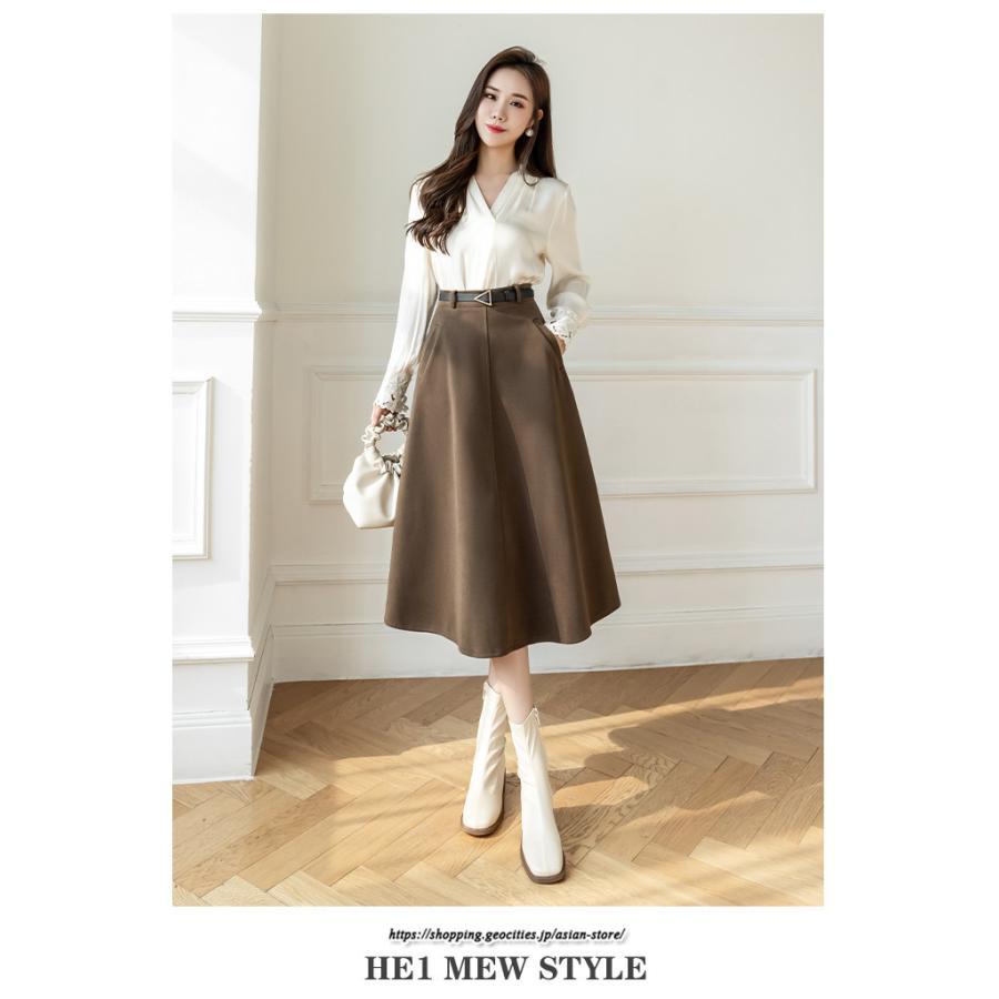 スカート | ロング レディース ロングフレア冬 ミモレ丈 暖かい ボトムス ロング丈 膝下 30代 40代 50代 通勤 ラシャ 暖か 通学 2022年秋冬