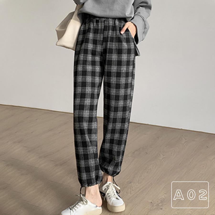 クロップドパンツ | チェック柄 あったか ストレートパンツ カーゴパンツ レディース おしゃれ ロングパンツ カジュアル 裏起毛パンツ 着やせ