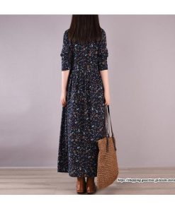 マキシ | 花柄ワンピース30代レディース秋物 リネンワンピース 綿麻風 シャツワンピース ロングワンピース ミモレ丈 長袖ワンピース リボン付き 秋ワンピース 大人