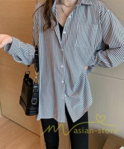 在庫ある | 短納期シャツレディースブラウス ビジネスカジュアルゆったりシャツトップス フォーマルシャツ オフィスブラウス ストライプ 薄手 通学通勤 春夏衣装 着痩せ