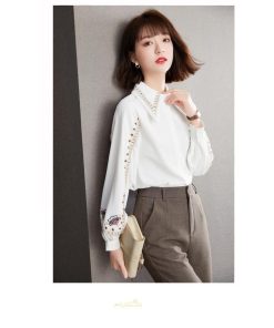 シャツ・ブラウス | ブラウス レディース シャツ トップス 白 長袖シャツ オフィス カジュアル おしゃれ シフォン 通勤 通学 オシャレ 上品 秋服 ナチュラル 可愛い キレイめ