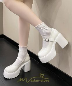 ローファー | パンプス ハイヒール レディース グランドトゥ 厚底 太ヒール スムース 美脚 ハロウィン 演出 可愛い 疲れない 韓国風 人気 歩きやすい 小柄