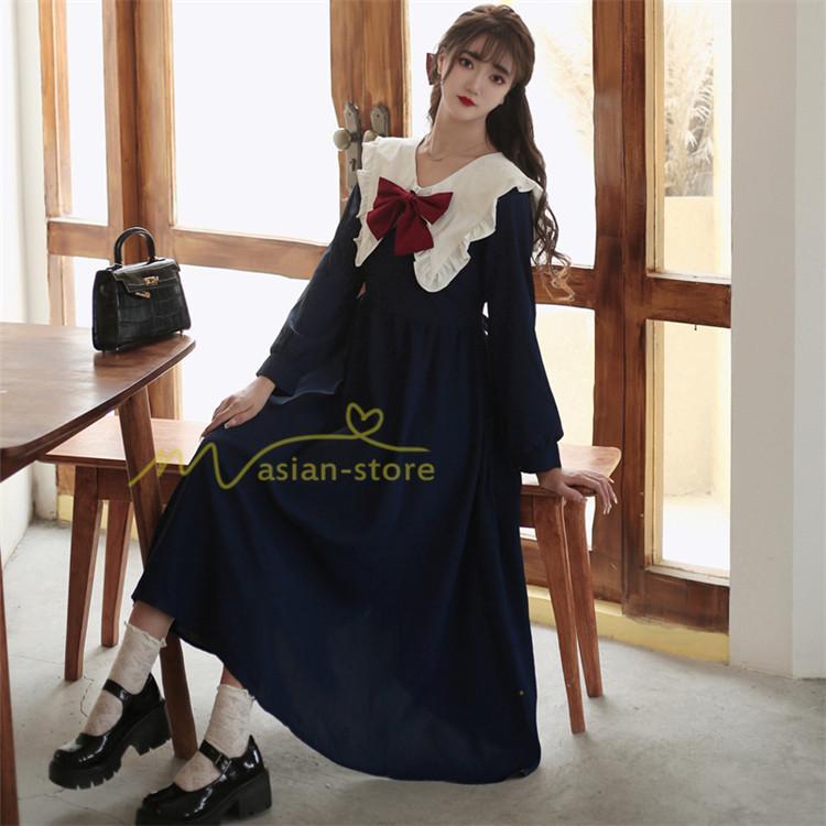 マキシ | 秋ワンピース 長袖 通学通勤 大人 可愛い ロングワンピース 着痩せ ちょう Aラインワンピース 無地 20代30代 40代 レディース お呼ばれ 秋物 エレガント