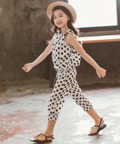 （子供）その他 | キッズ 半袖 キャミソール 女の子 袖なし 夏 子供服 セットアップ ドット柄 シフォン上下セット ベビー服 おしゃれ 洋服【ネコポ