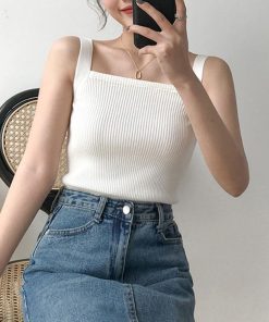 Tシャツ・カットソー | リブニット タンクトップ スクエアネック