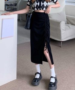 タイトスカート | 編み上げレースアップスカートハイウエスト