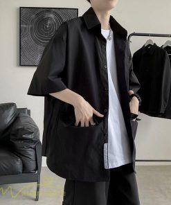 シャツ | メンズ 半袖 トップス ワイドTゆったり 無地 ライトアウター 着回し 夏新作 コーデ 白黒細身 通勤通学 XXL 日常感 大きいサイズ