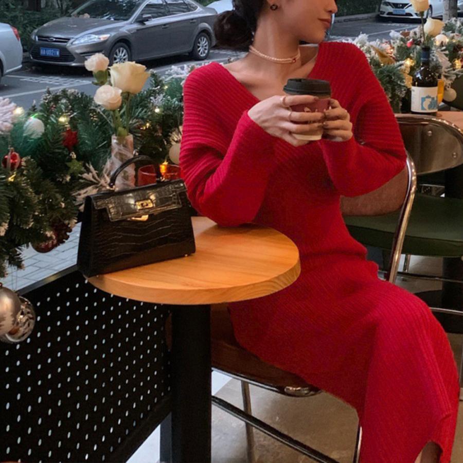 ワンピース | カシュクールニット韓国風