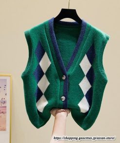 ベスト | ニットレディース トップス Vネック タンクトップ ノースリーブ 袖なし インナー ニット セーター レイヤード風 20代30代 女ニット 重ね着風