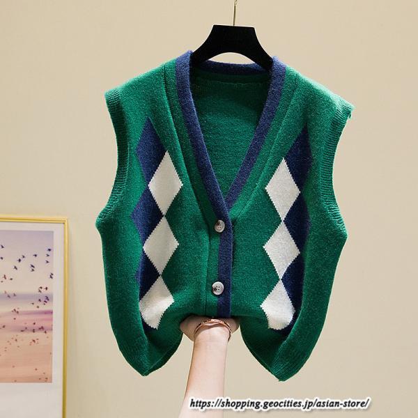 ベスト | ニットレディース トップス Vネック タンクトップ ノースリーブ 袖なし インナー ニット セーター レイヤード風 20代30代 女ニット 重ね着風